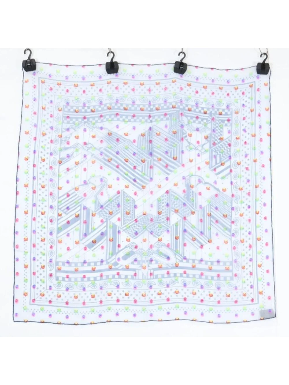 Hermes Sangles en Zigzag Banbana Silk Blend Carre 60 Scarf